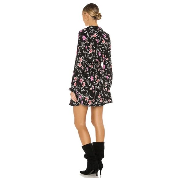 Free People Lighten Up‎ Boho Dress Sz L Black Floral Fairy Flowy Feminine Mini - Picture 2 of 14
